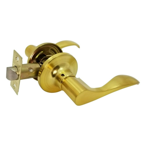 Lever Door Lock Cylinder Entry Privacy Passage Dummy Satin Brass Wave Handle 